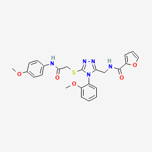 molecular formula C24H23N5O5S B2936712 N-((4-(2-methoxyphenyl)-5-((2-((4-methoxyphenyl)amino)-2-oxoethyl)thio)-4H-1,2,4-triazol-3-yl)methyl)furan-2-carboxamide CAS No. 310449-97-9