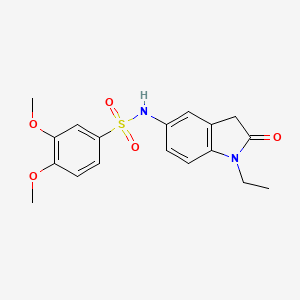 molecular formula C18H20N2O5S B2936732 N-(1-ethyl-2-oxoindolin-5-yl)-3,4-dimethoxybenzenesulfonamide CAS No. 921861-21-4