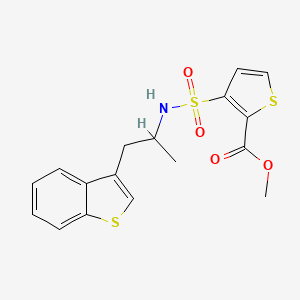 molecular formula C17H17NO4S3 B2936740 methyl 3-(N-(1-(benzo[b]thiophen-3-yl)propan-2-yl)sulfamoyl)thiophene-2-carboxylate CAS No. 2034368-03-9