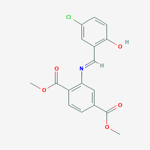 molecular formula C17H14ClNO5 B2936752 dimethyl 2-{[(1E)-(5-chloro-2-hydroxyphenyl)methylene]amino}terephthalate CAS No. 1232820-00-6