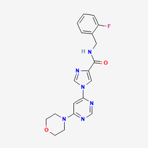 molecular formula C19H19FN6O2 B2936780 N-[(2-fluorophenyl)methyl]-1-[6-(morpholin-4-yl)pyrimidin-4-yl]-1H-imidazole-4-carboxamide CAS No. 1251560-71-0