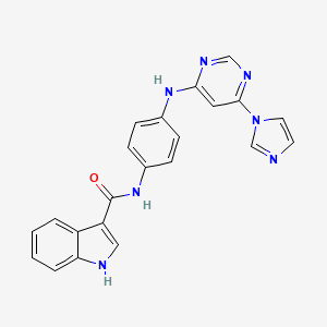 molecular formula C22H17N7O B2936800 N-(4-((6-(1H-imidazol-1-yl)pyrimidin-4-yl)amino)phenyl)-1H-indole-3-carboxamide CAS No. 1203159-24-3