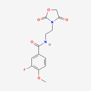 molecular formula C13H13FN2O5 B2936825 N-(2-(2,4-dioxooxazolidin-3-yl)ethyl)-3-fluoro-4-methoxybenzamide CAS No. 2034234-13-2