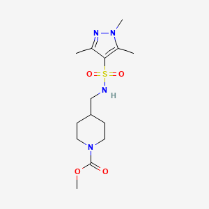 methyl 4-((1,3,5-trimethyl-1H-pyrazole-4-sulfonamido)methyl)piperidine-1-carboxylate