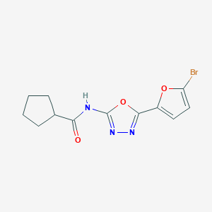 molecular formula C12H12BrN3O3 B2936848 N-(5-(5-bromofuran-2-yl)-1,3,4-oxadiazol-2-yl)cyclopentanecarboxamide CAS No. 1172230-61-3