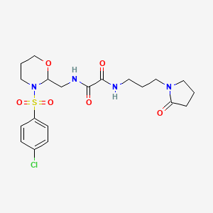molecular formula C20H27ClN4O6S B2936863 N'-{[3-(4-chlorobenzenesulfonyl)-1,3-oxazinan-2-yl]methyl}-N-[3-(2-oxopyrrolidin-1-yl)propyl]ethanediamide CAS No. 872862-52-7