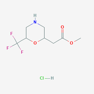 molecular formula C8H13ClF3NO3 B2936865 Methyl 2-[6-(trifluoromethyl)morpholin-2-yl]acetate;hydrochloride CAS No. 2416230-88-9
