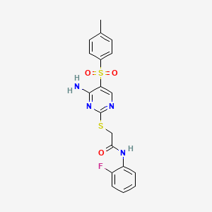 2-({4-amino-5-[(4-methylphenyl)sulfonyl]pyrimidin-2-yl}sulfanyl)-N-(2-fluorophenyl)acetamide