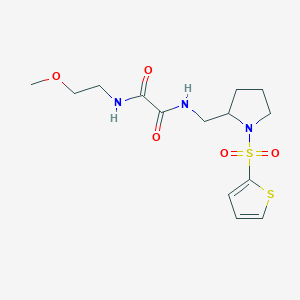 molecular formula C14H21N3O5S2 B2936883 N-(2-methoxyethyl)-N'-{[1-(thiophene-2-sulfonyl)pyrrolidin-2-yl]methyl}ethanediamide CAS No. 896278-04-9