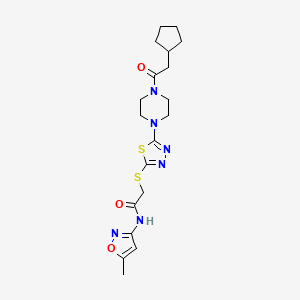 2-((5-(4-(2-cyclopentylacetyl)piperazin-1-yl)-1,3,4-thiadiazol-2-yl)thio)-N-(5-methylisoxazol-3-yl)acetamide