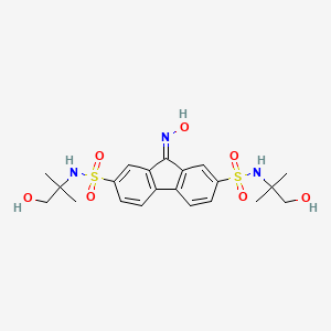 molecular formula C21H27N3O7S2 B2936900 N2,N7-bis(1-hydroxy-2-methylpropan-2-yl)-9-(hydroxyimino)-9H-fluorene-2,7-disulfonamide CAS No. 440109-15-9