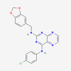 molecular formula C20H15ClN6O2 B2936921 N~2~-(1,3-benzodioxol-5-ylmethyl)-N~4~-(4-chlorophenyl)pteridine-2,4-diamine CAS No. 946348-14-7