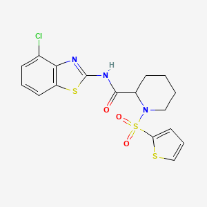 molecular formula C17H16ClN3O3S3 B2936923 N-(4-chlorobenzo[d]thiazol-2-yl)-1-(thiophen-2-ylsulfonyl)piperidine-2-carboxamide CAS No. 1097080-78-8