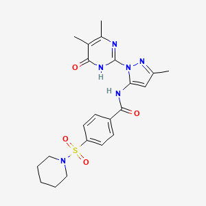 N-(1-(4,5-dimethyl-6-oxo-1,6-dihydropyrimidin-2-yl)-3-methyl-1H-pyrazol-5-yl)-4-(piperidin-1-ylsulfonyl)benzamide
