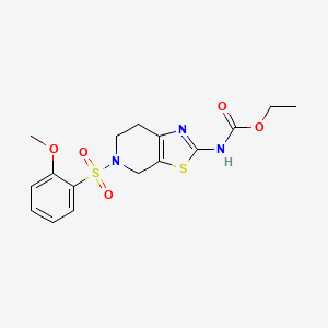 molecular formula C16H19N3O5S2 B2936950 Ethyl (5-((2-methoxyphenyl)sulfonyl)-4,5,6,7-tetrahydrothiazolo[5,4-c]pyridin-2-yl)carbamate CAS No. 1396808-39-1
