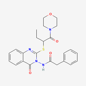 molecular formula C24H26N4O4S B2936957 N-(2-{[1-(morpholin-4-yl)-1-oxobutan-2-yl]sulfanyl}-4-oxo-3,4-dihydroquinazolin-3-yl)-2-phenylacetamide CAS No. 422278-49-7