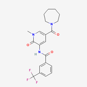 molecular formula C21H22F3N3O3 B2936996 N-(5-(azepane-1-carbonyl)-1-methyl-2-oxo-1,2-dihydropyridin-3-yl)-3-(trifluoromethyl)benzamide CAS No. 1203153-70-1