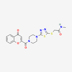 molecular formula C19H19N5O4S2 B2936998 N-methyl-2-((5-(4-(4-oxo-4H-chromene-2-carbonyl)piperazin-1-yl)-1,3,4-thiadiazol-2-yl)thio)acetamide CAS No. 1105226-17-2