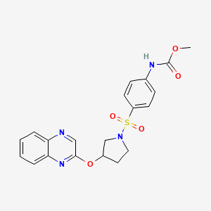 molecular formula C20H20N4O5S B2937005 methyl N-(4-{[3-(quinoxalin-2-yloxy)pyrrolidin-1-yl]sulfonyl}phenyl)carbamate CAS No. 2097928-89-5