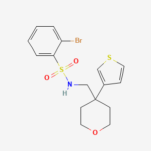 2-bromo-N-((4-(thiophen-3-yl)tetrahydro-2H-pyran-4-yl)methyl)benzenesulfonamide