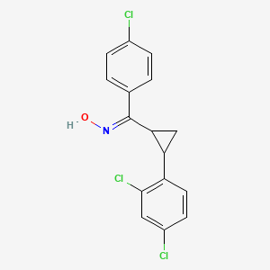 molecular formula C16H12Cl3NO B2937025 (4-Chlorophenyl)[2-(2,4-dichlorophenyl)cyclopropyl]methanone oxime CAS No. 338401-34-6