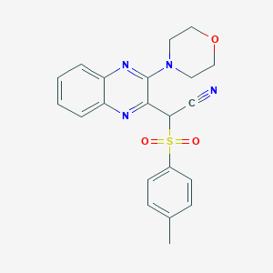 molecular formula C21H20N4O3S B2937033 ((4-Methylphenyl)sulfonyl)(3-(4-morpholinyl)-2-quinoxalinyl)acetonitrile CAS No. 846594-62-5
