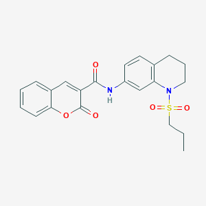 molecular formula C22H22N2O5S B2937035 2-oxo-N-[1-(propane-1-sulfonyl)-1,2,3,4-tetrahydroquinolin-7-yl]-2H-chromene-3-carboxamide CAS No. 946225-16-7