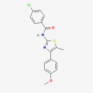 molecular formula C18H15ClN2O2S B2937039 4-chloro-N-[4-(4-methoxyphenyl)-5-methyl-1,3-thiazol-2-yl]benzamide CAS No. 457941-43-4