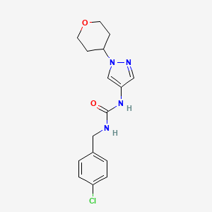 molecular formula C16H19ClN4O2 B2937078 1-(4-chlorobenzyl)-3-(1-(tetrahydro-2H-pyran-4-yl)-1H-pyrazol-4-yl)urea CAS No. 1797867-03-8