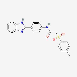 molecular formula C22H19N3O3S B2937085 N-[4-(1H-1,3-benzodiazol-2-yl)phenyl]-2-(4-methylbenzenesulfonyl)acetamide CAS No. 895448-30-3