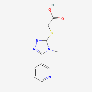 molecular formula C10H10N4O2S B2937088 (4-Methyl-5-pyridin-3-yl-4H-[1,2,4]triazol-3-ylsulfanyl)-acetic acid CAS No. 333418-58-9