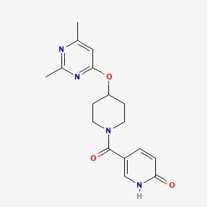 molecular formula C17H20N4O3 B2937091 5-(4-((2,6-dimethylpyrimidin-4-yl)oxy)piperidine-1-carbonyl)pyridin-2(1H)-one CAS No. 2034633-04-8