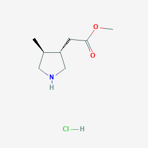 molecular formula C8H16ClNO2 B2937110 rac-methyl2-[(3R,4R)-4-methylpyrrolidin-3-yl]acetatehydrochloride CAS No. 2126143-32-4