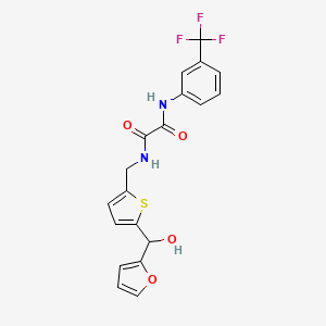 molecular formula C19H15F3N2O4S B2937123 N-({5-[(furan-2-yl)(hydroxy)methyl]thiophen-2-yl}methyl)-N'-[3-(trifluoromethyl)phenyl]ethanediamide CAS No. 1798459-11-6