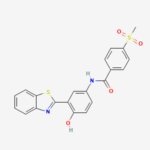 molecular formula C21H16N2O4S2 B2937129 N-(3-(benzo[d]thiazol-2-yl)-4-hydroxyphenyl)-4-(methylsulfonyl)benzamide CAS No. 896337-37-4