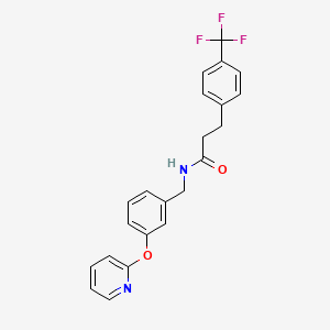 molecular formula C22H19F3N2O2 B2937130 N-(3-(pyridin-2-yloxy)benzyl)-3-(4-(trifluoromethyl)phenyl)propanamide CAS No. 1706338-30-8