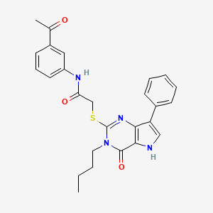 molecular formula C26H26N4O3S B2937155 N-(3-acetylphenyl)-2-((3-butyl-4-oxo-7-phenyl-4,5-dihydro-3H-pyrrolo[3,2-d]pyrimidin-2-yl)thio)acetamide CAS No. 1260624-12-1
