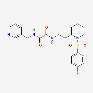 molecular formula C21H25FN4O4S B2937191 N1-(2-(1-((4-fluorophenyl)sulfonyl)piperidin-2-yl)ethyl)-N2-(pyridin-3-ylmethyl)oxalamide CAS No. 898445-13-1