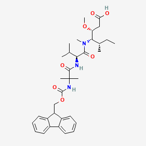 molecular formula C34H47N3O7 B2937195 L-缬氨酸酰胺，N-[(9H-芴-9-基甲氧羰基)]-2-甲基丙氨酰-N-[(1S,2S)-1-[(1R)-2-羧基-1-甲氧基乙基]-2-甲基丁基]-N-甲基- CAS No. 1438851-55-8