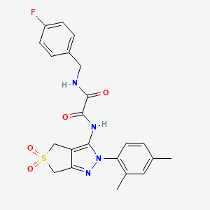 molecular formula C22H21FN4O4S B2937203 N-[2-(2,4-dimethylphenyl)-5,5-dioxo-2H,4H,6H-5lambda6-thieno[3,4-c]pyrazol-3-yl]-N'-[(4-fluorophenyl)methyl]ethanediamide CAS No. 899751-25-8