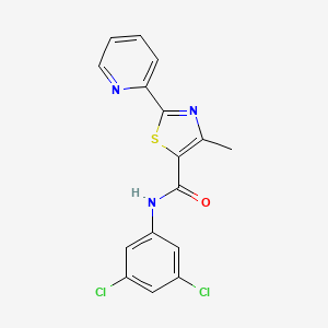 molecular formula C16H11Cl2N3OS B2937225 N-(3,5-dichlorophenyl)-4-methyl-2-pyridin-2-yl-1,3-thiazole-5-carboxamide CAS No. 400079-03-0