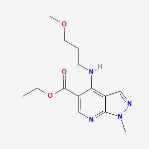 molecular formula C14H20N4O3 B2937235 ethyl 4-[(3-methoxypropyl)amino]-1-methyl-1H-pyrazolo[3,4-b]pyridine-5-carboxylate CAS No. 1280538-16-0