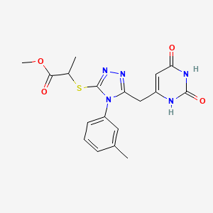 molecular formula C18H19N5O4S B2937250 methyl 2-[[5-[(2,4-dioxo-1H-pyrimidin-6-yl)methyl]-4-(3-methylphenyl)-1,2,4-triazol-3-yl]sulfanyl]propanoate CAS No. 852048-02-3