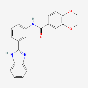 molecular formula C22H17N3O3 B2937267 N-[3-(1H-1,3-benzodiazol-2-yl)phenyl]-2,3-dihydro-1,4-benzodioxine-6-carboxamide CAS No. 333435-02-2