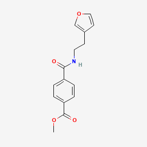 molecular formula C15H15NO4 B2937307 Methyl 4-((2-(furan-3-yl)ethyl)carbamoyl)benzoate CAS No. 1428352-60-6