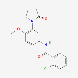 molecular formula C18H17ClN2O3 B2937331 2-chloro-N-[4-methoxy-3-(2-oxopyrrolidin-1-yl)phenyl]benzamide CAS No. 941889-92-5