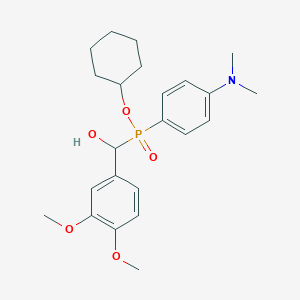 molecular formula C23H32NO5P B2937334 Cyclohexyl ((3,4-dimethoxyphenyl)(hydroxy)methyl)(4-(dimethylamino)phenyl)phosphinate CAS No. 578749-19-6