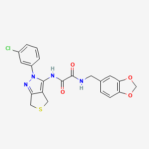 molecular formula C21H17ClN4O4S B2937379 N'-[(2H-1,3-benzodioxol-5-yl)methyl]-N-[2-(3-chlorophenyl)-2H,4H,6H-thieno[3,4-c]pyrazol-3-yl]ethanediamide CAS No. 941931-38-0
