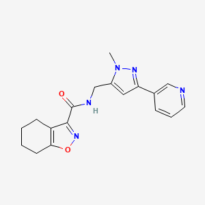 molecular formula C18H19N5O2 B2937416 N-((1-methyl-3-(pyridin-3-yl)-1H-pyrazol-5-yl)methyl)-4,5,6,7-tetrahydrobenzo[d]isoxazole-3-carboxamide CAS No. 2034551-42-1