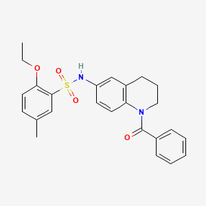 molecular formula C25H26N2O4S B2937432 N-(1-benzoyl-1,2,3,4-tetrahydroquinolin-6-yl)-2-ethoxy-5-methylbenzene-1-sulfonamide CAS No. 946334-26-5